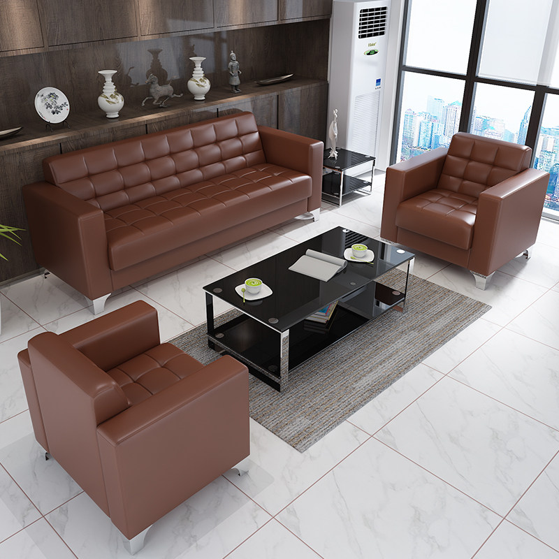 【包邮包安装】办公室沙发简约现代小型会客三人位沙发茶几组合