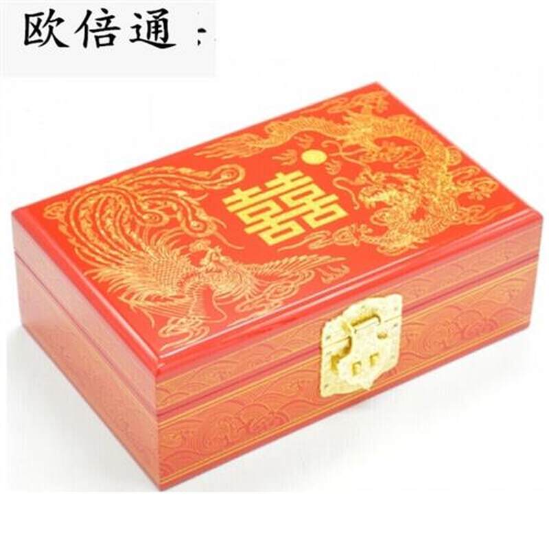 汋约戒指盒嫁妆首饰盒婚庆首饰盒 嫁妆首饰盒中式陪嫁三金首饰盒