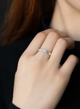 朝朝暮暮纯银S925做旧复古七夕情人节礼物情侣款慎独对戒指环开口