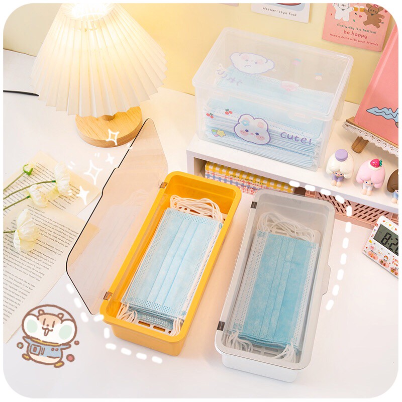 口罩盒收纳盒箱大容量家用玄关可爱儿童放装口鼻罩存放袋神器便携