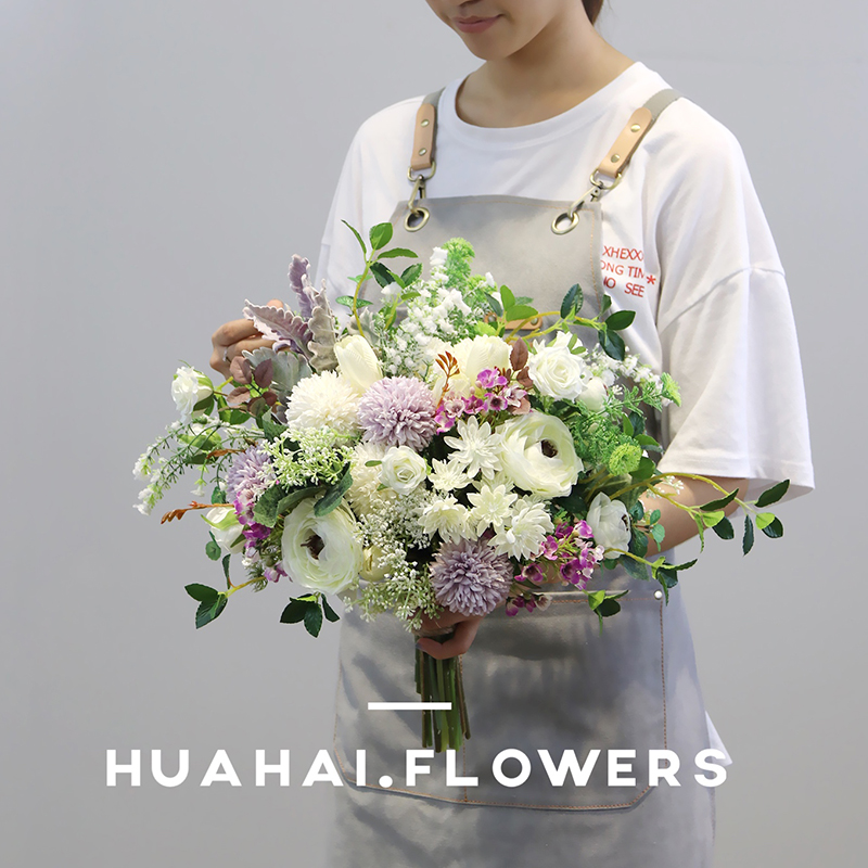 法式芍药玫瑰手捧仿真花新娘结婚庆仪式摄影家居摆件蓝香槟紫白粉