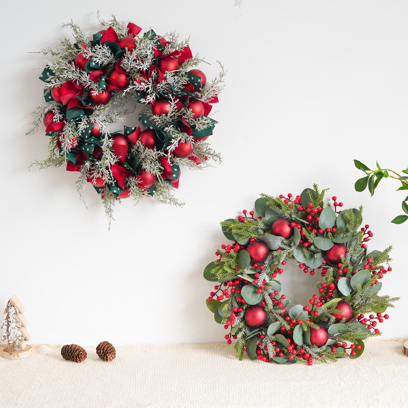 耶诞节装饰品花环门挂场景布置树挂件花圈藤圈门饰吊饰饰物挂饰