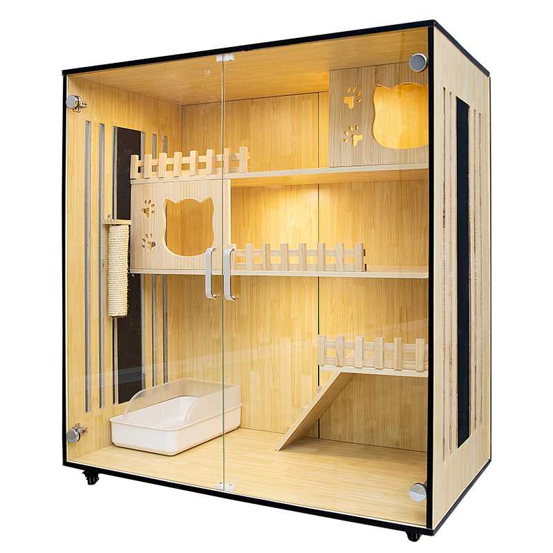 高档实木猫别墅猫笼子超大号猫舍豪华猫柜猫窝小猫房双层三层家用