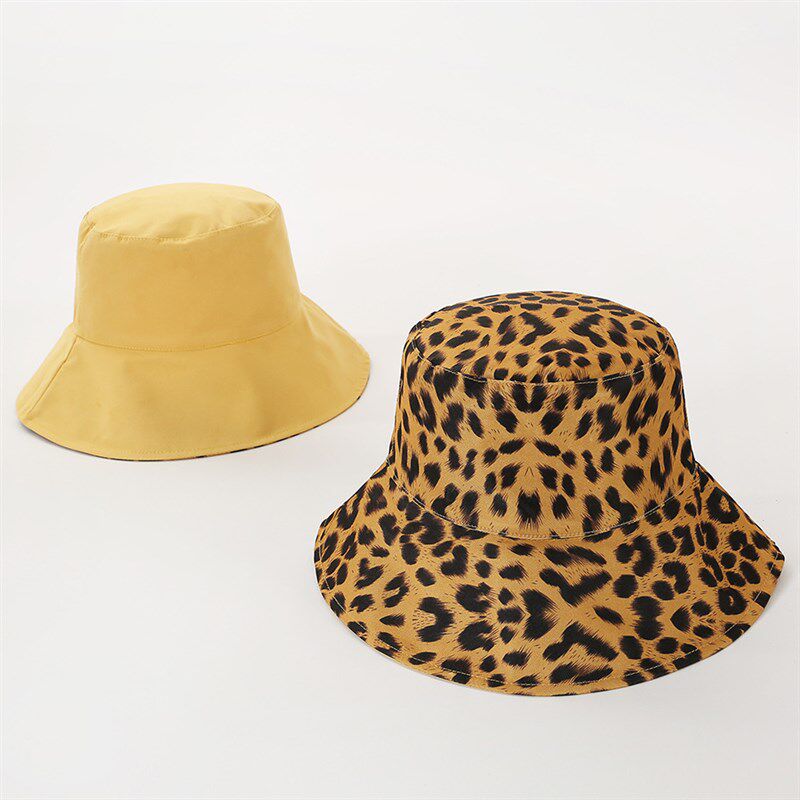 2022 Two Side Leopard Bucket Hat For Women Reversible Panama