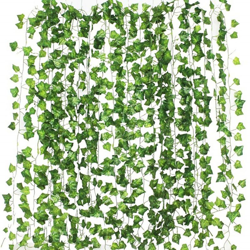 12pcs 2M Ivy green Fake Leaves Garland Plant Vine Foliage