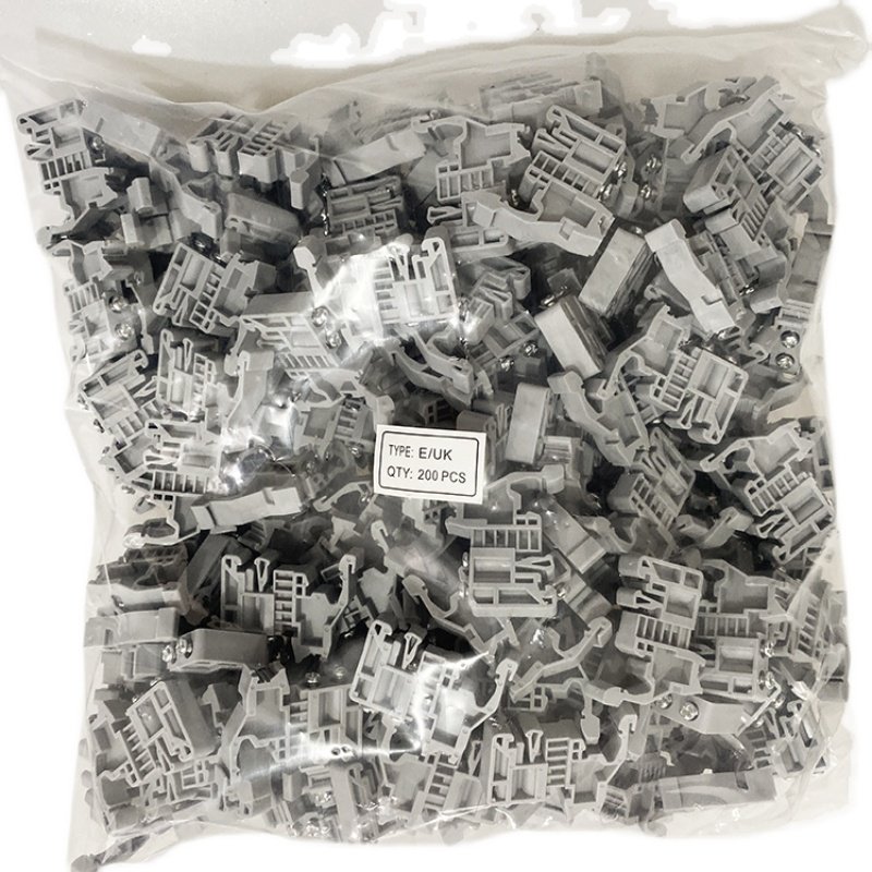 200只 尼龙UK固定件E-UK E/UK EUK接线端子终端导轨堵头C45紧固件
