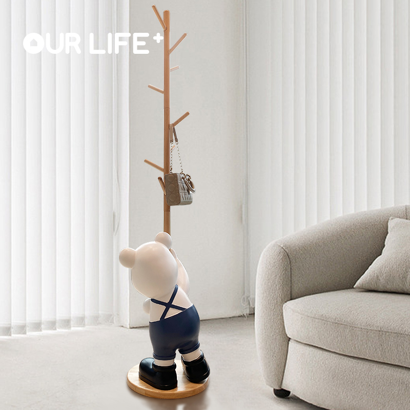 暴力熊客厅摆件进门口换衣服衣帽架家居装饰品轻奢大型落地摆件