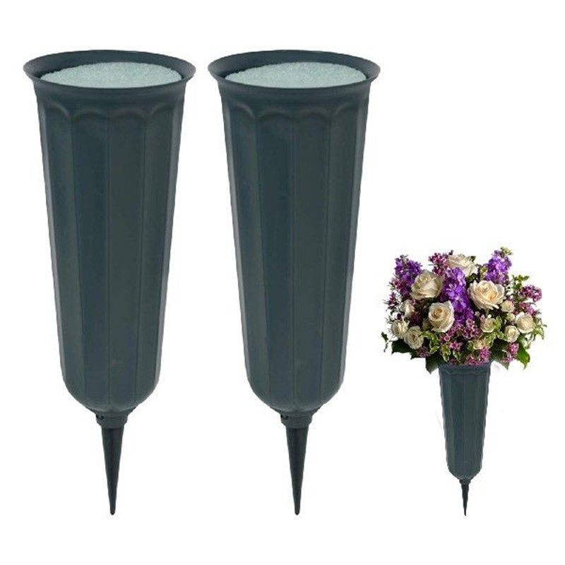 2pcs Garden Memorial Flower Pathway Grave Vase Plastic
