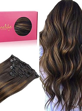 WENNALIFE Clip in Human Hair Extensions  18 Inch 120g 7pcs D
