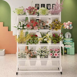 2026花店铁艺鲜花架摆摊醒花冷柜架子花桶展示架鲜花收纳简易网红