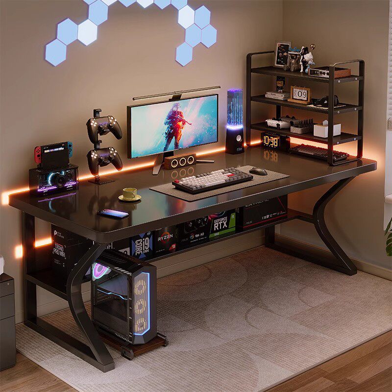 2026电脑桌台式电竞桌子家用带置物架办公桌椅简易书桌卧室学习写
