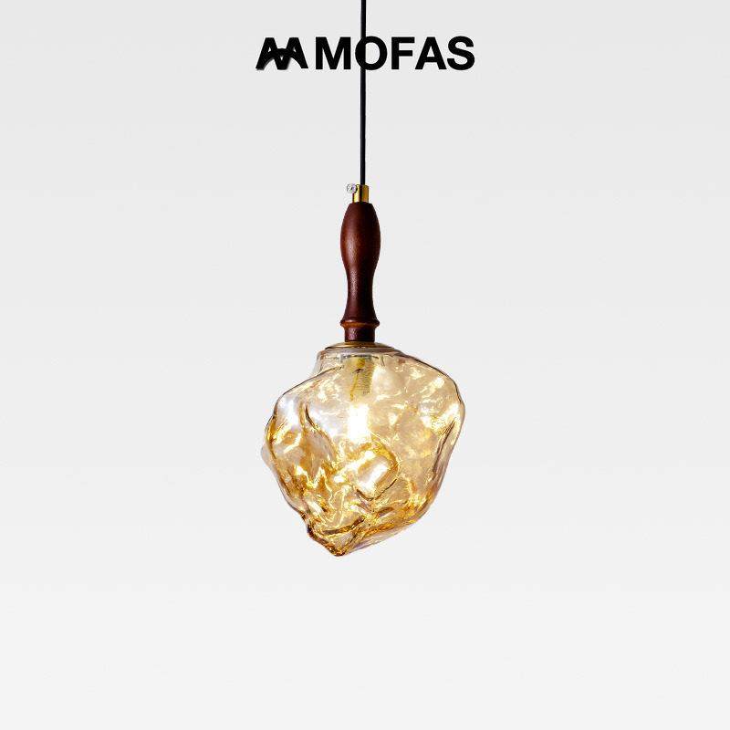 MOFAS日式卧室床头灯创意覆古冰块吧台餐桌侘寂防风灯具玻璃小吊,家装灯饰光源,床头/玄关/吧台/过道吊灯,淘宝优惠券,粉丝福利购,淘宝优惠卷