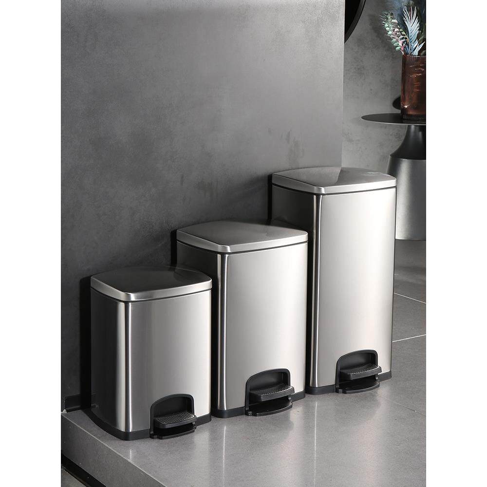 厨房垃圾桶家用不锈钢脚踏式办公室带盖脚踩大容量大号商用卫生间