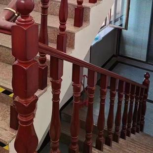 家用室内实木楼梯扶手栏杆立柱定制木质护栏烤漆现货橡胶木榉木