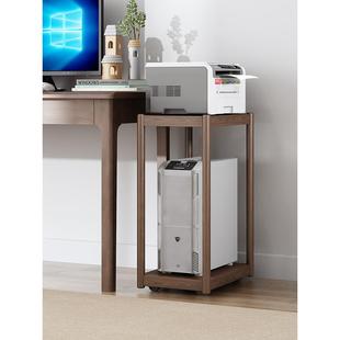 实木电脑主机支架桌下桌面盒放置柜床头边桌移动边柜咖啡桌储物架