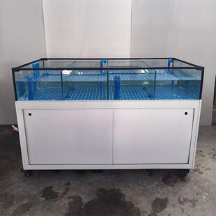 海鲜池商用制冷机一体平层虾蟹贝类超市饭店水产移动海鲜鱼缸定做