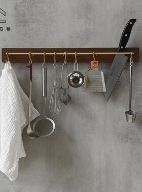 CHONG翀 刀架壁挂式厨房置物架刀具收纳层架免打孔黄铜实木挂杆挂