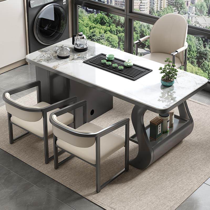 岩板茶桌椅组合现代简约轻奢办公室茶几桌烧水壶一体家用泡茶台