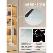 客厅原木风收纳柜储物书柜靠墙展示置物柜家用防尘玻璃门落地书柜