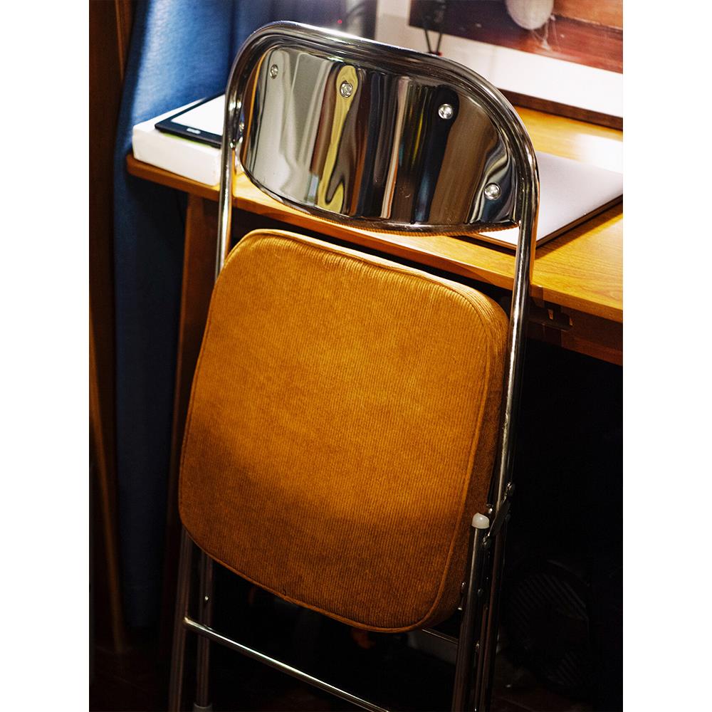 中复古风折叠靠背餐椅子家用电脑书桌办公卧室久坐软包化妆凳单人