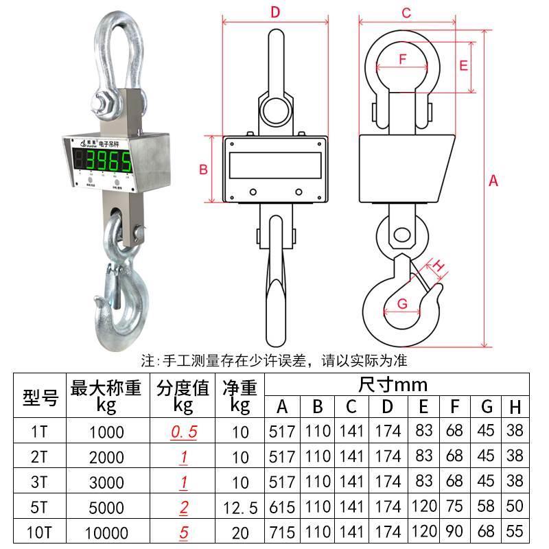 顺展电子秤吊秤5t吊称3吨/挂钩称行车电子秤吊磅10吊钩秤掉无线秤