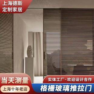 定制格栅门极窄三联动推拉门厨房阳台吊轨推拉门移门隔断铝合金