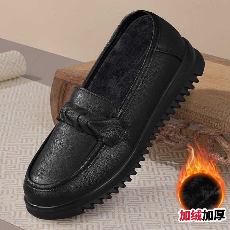 冬季女棉鞋加绒防滑老北京加绒