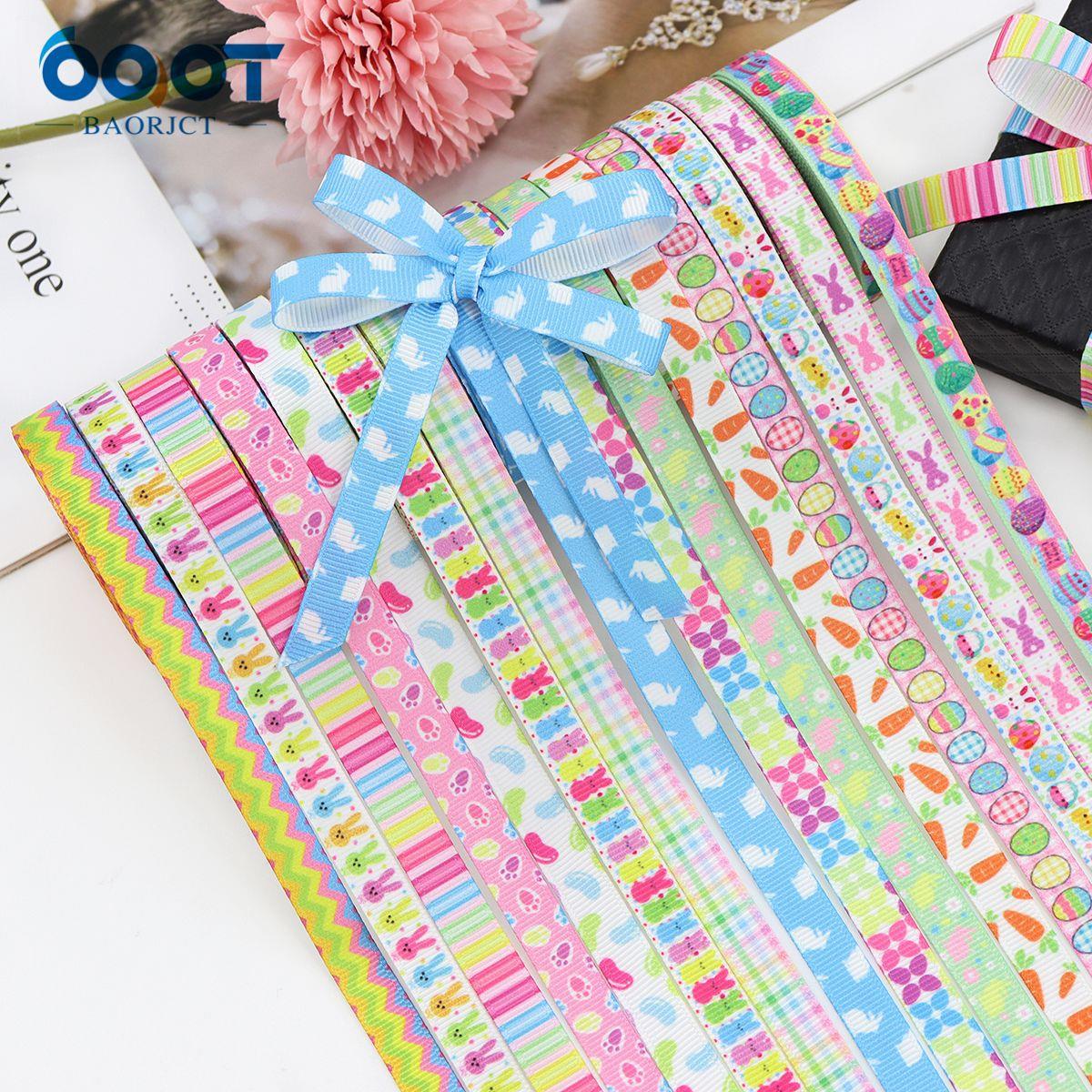 跨境新品复活节印花彩蛋丝带礼品包装格子带兔子萝卜装饰彩带现货