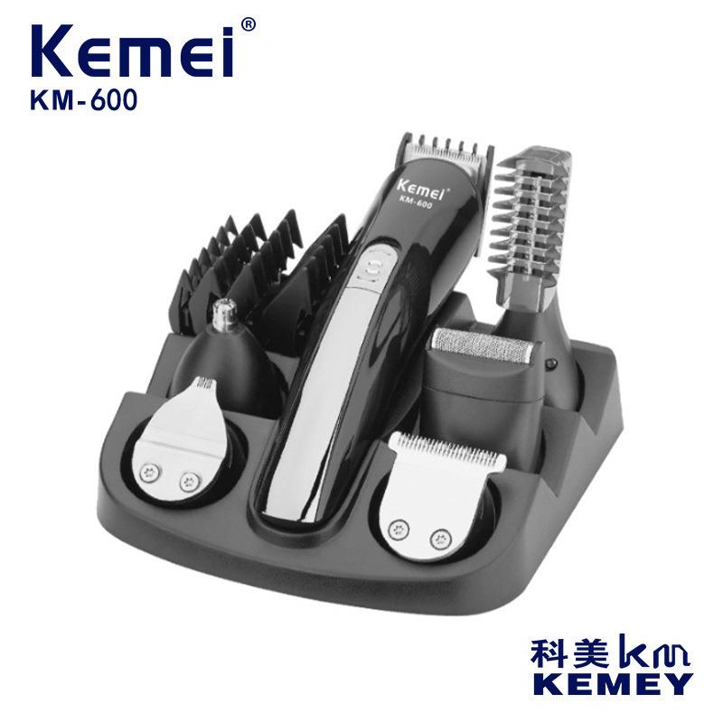 跨境科美KM-600理发器多功能电动理发推子剃须刀鼻毛器6合1电推剪