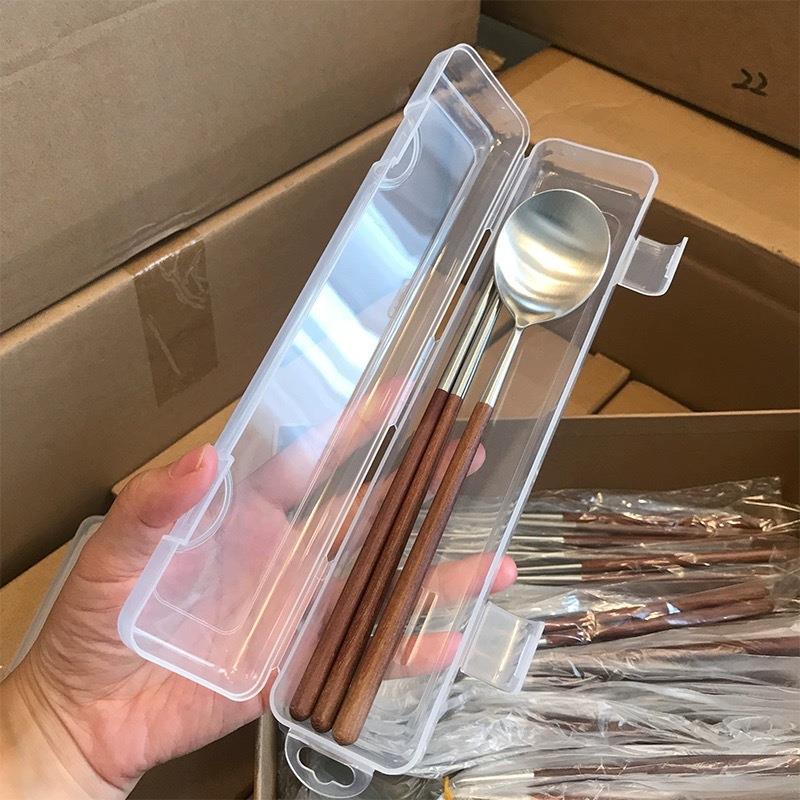 学生304便携式便当不锈钢筷子勺子套装 厨房高端家用鸡翅木餐具