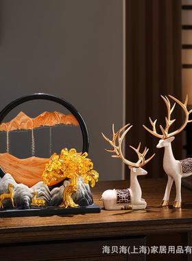 流沙画创意沙漏新中式轻奢摆件电视柜客厅酒柜装饰品情人节礼物