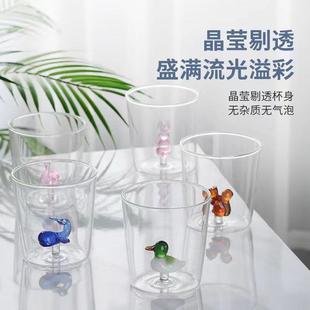 玻璃杯立体卡通造型无把手可爱简约家用单层果汁冷饮高硼硅玻璃杯