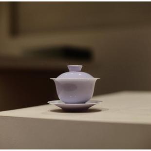 暮山手工薄胎陶瓷紫色功夫茶具三才盖碗泡茶壶单个公道杯品茗杯子