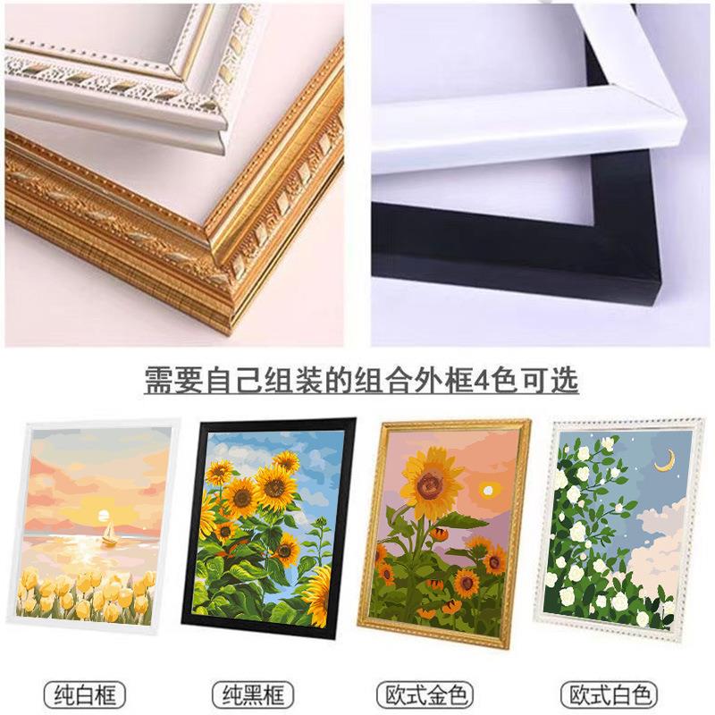 组合相框装饰挂墙欧式白金简约黑白diy数字油画外框厂家都发