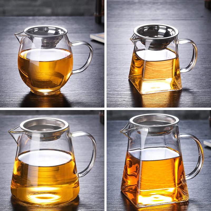厂家玻璃公道杯方形公杯分茶器带茶漏茶海功夫茶道配件