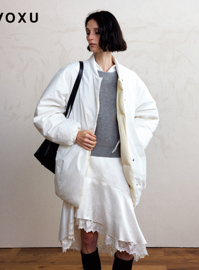 DAOXU倒序 微皱肌理 立领花苞宽松廓形 双面穿羽绒服外套