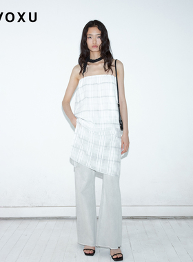 DAOXU倒序 桑蚕丝格纹抹胸上衣 多种穿法优雅自然垂感半身裙