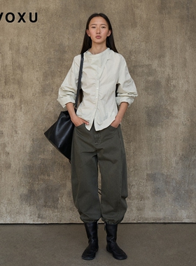 DAOXU倒序 比例分割 荡领立裁修身百搭衬衫外套