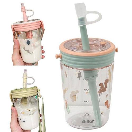 Animal Forest Transparent Cup Cute Water Bottle Leakproof