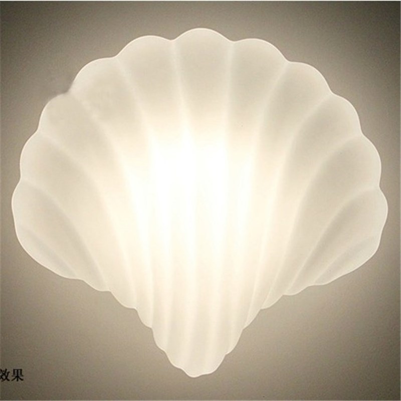 Nordic White Shell Wall Lamps Modern Living Room Background