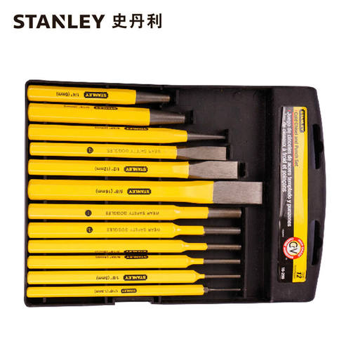 极速史丹利STANLEY12件套冲凿扁凿尖凿手工水泥凿刀凿子钢冲扁头