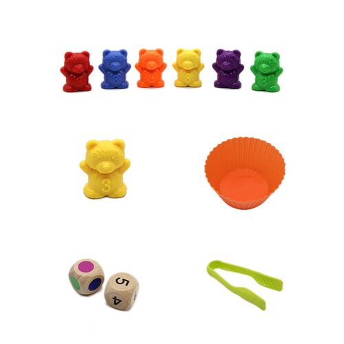 极速1 Set Counting Bears With Stacking Cups Montessori Rainb
