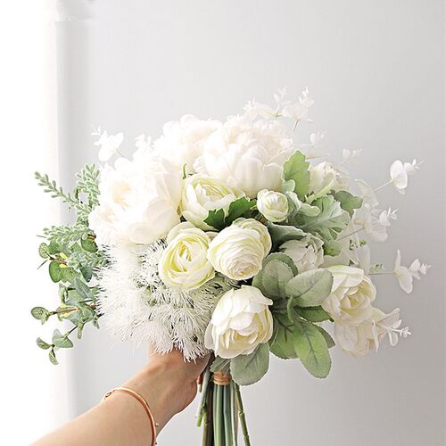 极速16-Fork Artificial Flowers Eucalyptus Grass Eucaly Green