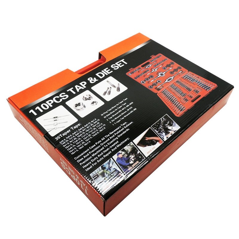 成套螺丝攻板牙110pc螺丝攻板牙组套手用扳手板牙绞手110件套螺丝