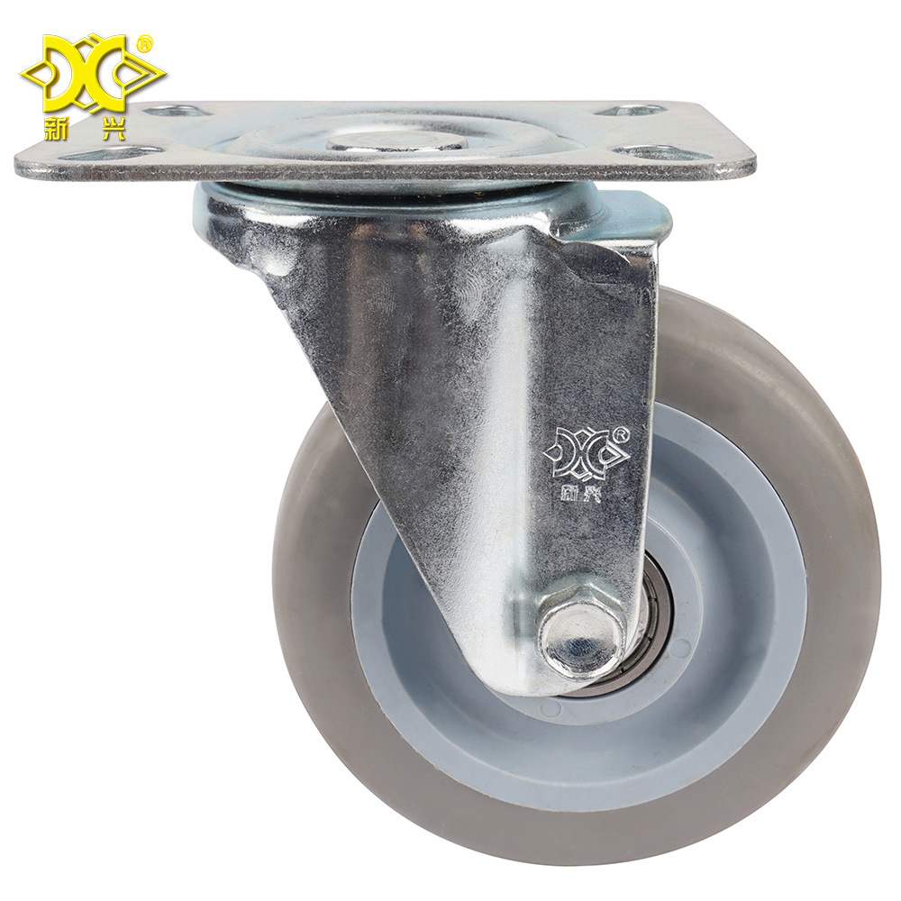 工厂直供 轻型4寸TPR灰胶万向轮 医疗设备物流推车用轮 静音脚轮