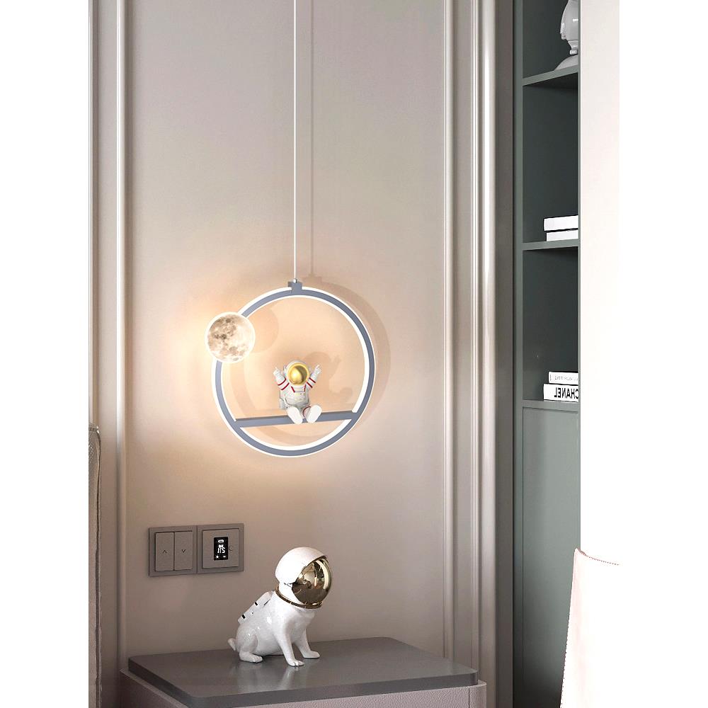 现代简约护眼儿童房床头吊灯创意个性宇航员男孩卧室小吊灯吊线灯