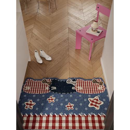 牛仔风格Kt猫入口地板垫钢丝圈防滑和耐污地毯入口门外户脚垫可以