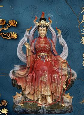 九尾狐铜像家用青丘九尾娘娘九姑娘像九尾白狐妲己灵狐真身摆件