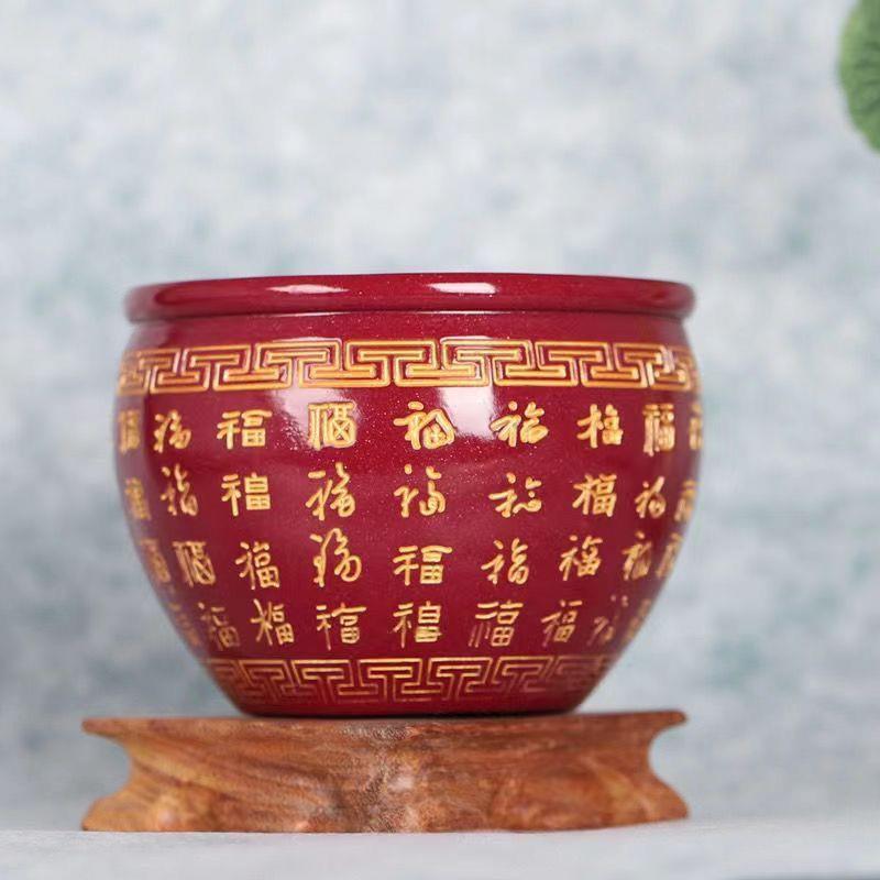 朱砂百福聚宝盆摆件招财紫金砂百福缸米缸家居桌面招财进宝