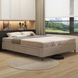 现代简约无床头床架小户型实木床无床头排骨架床架榻榻米床箱